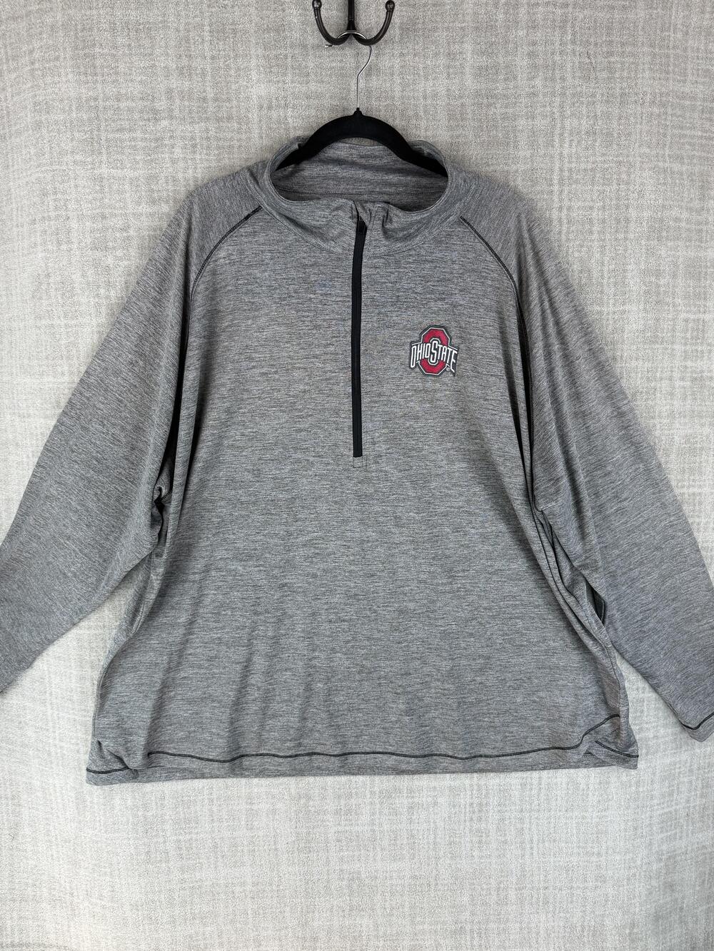 Profile Varsity Jacket Womens 3X Gray Quarter Zip Ohio State Embroidered